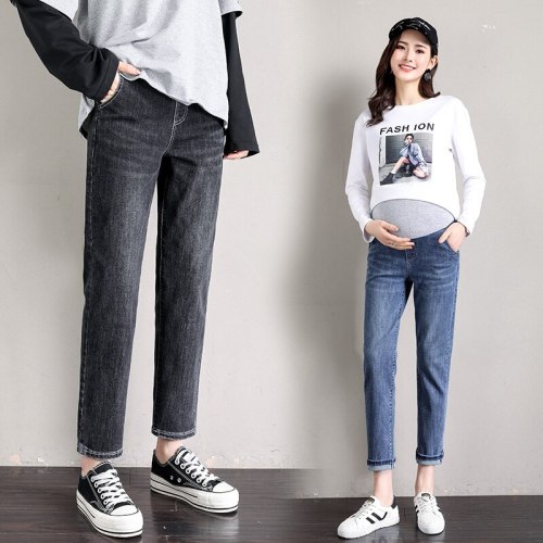 Maternity Jeans Spring Casual Little Harem Pants Loose Small Straight Ankle-length Pants Maternity Clothes Pregnant Clothes