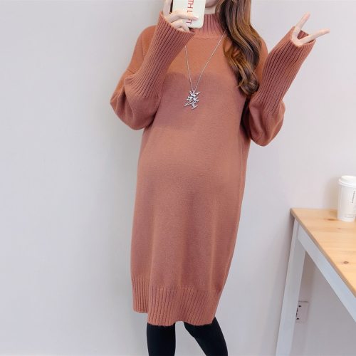 Maternity Long Coats Autumn Winter Fashion Pregnant Women Knitted Sweater Loose Thicken Clothes Outwear