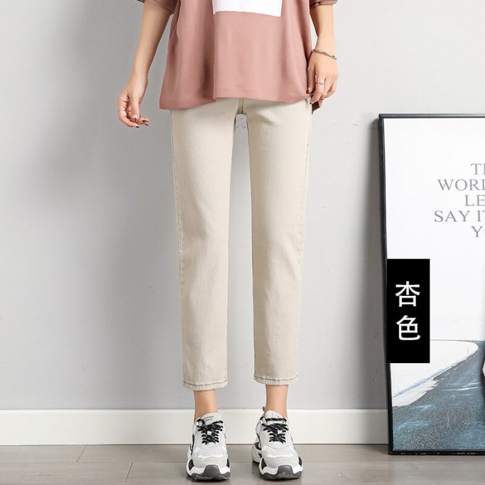 Small Straight Pants Ankle-length Pants Thin Fabric For Spring And Summer Wear High Waist Solid Color Maternity Pants