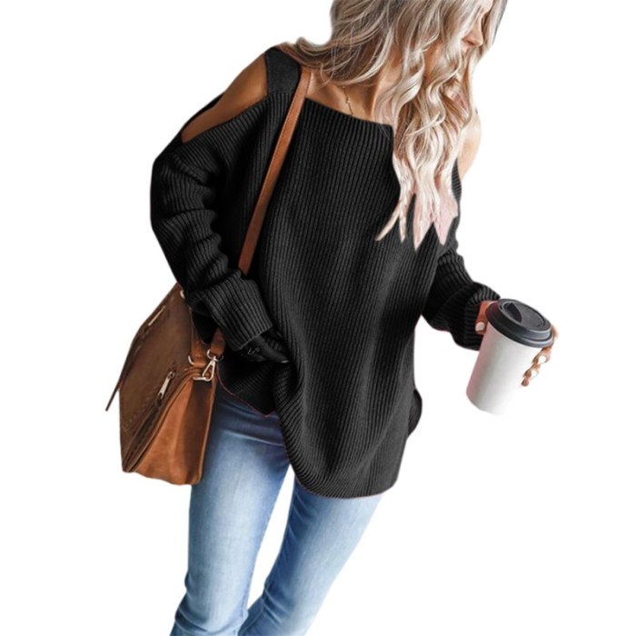 New O-neck Knitted Women Pullover Sweater Winter Puff Sleeve Female Sweater