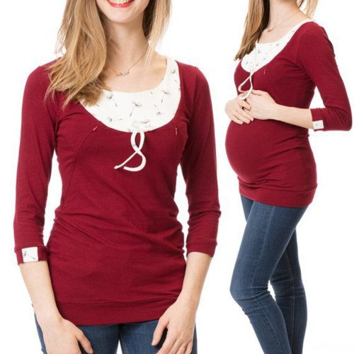 Nursing Tops Maternity Winter Clothes Long Sleeve T Shirt Breastfeeding Top Pregnancy Clothes Women Blouse Womens CLothing