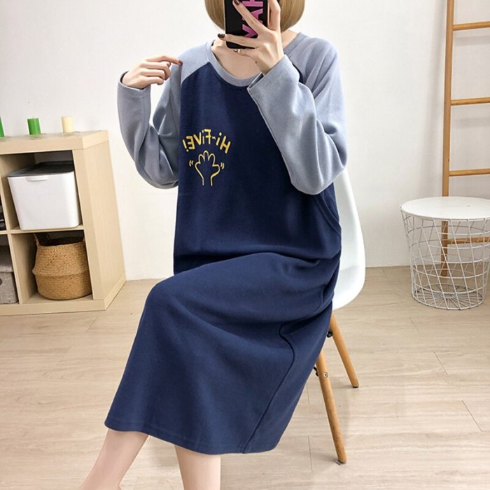 Pregnant Nursing Sweater Plus Size Hoodies Long Sleeve Below The Knees Maternity Dress