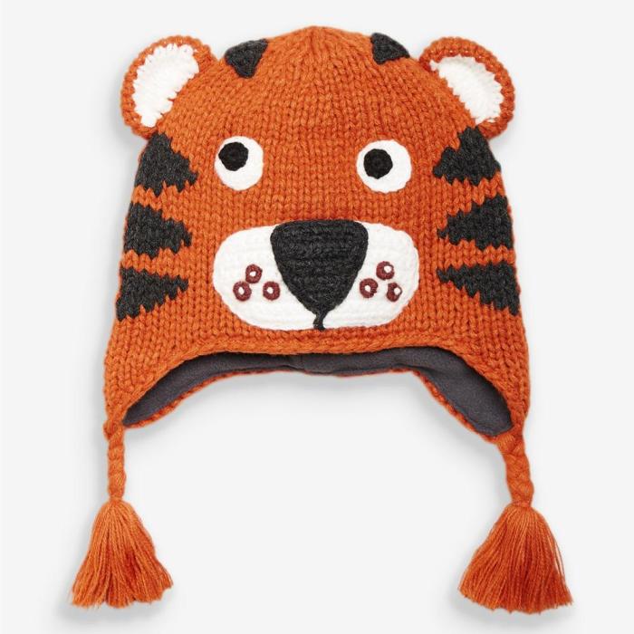 New tiger cartoon hand made knitted crochet hat for baby