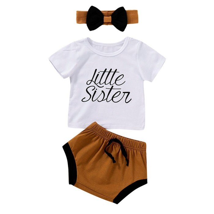 Newborn Baby Girl Romper Jumpsuit Infant Baby Girl Letter T shirt Tops 3PCS Clothes Set