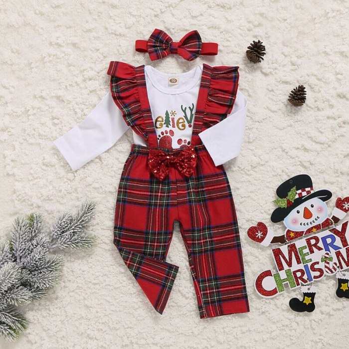 Newborn Baby Girl My First Christmas Tops Romper Bib Pants Hat Outfit