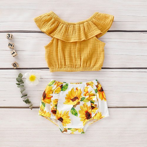 0-24M   Newborn Baby Girl Cold Shoulder Top Tee+PP Pants Shorts Outfits Clothes Set
