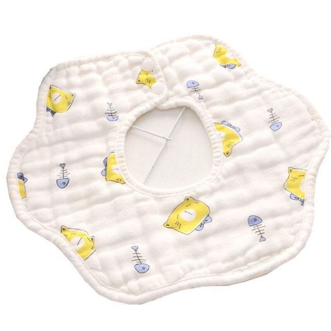 8 Layer Gauze Washed Petals Rotatable Baby Bib Cotton Waterproof Anti-Dirty Muslin Baby Feeding Bibs and Saliva