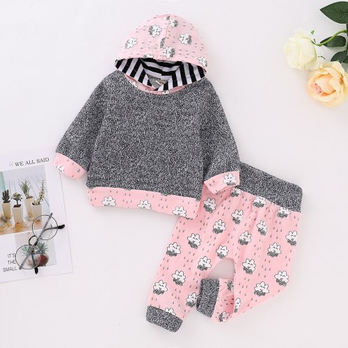 Autumn And Winter Kids 2-7 T Children swear Hooded Top + Pants 2 Pieces Warm Set for girl