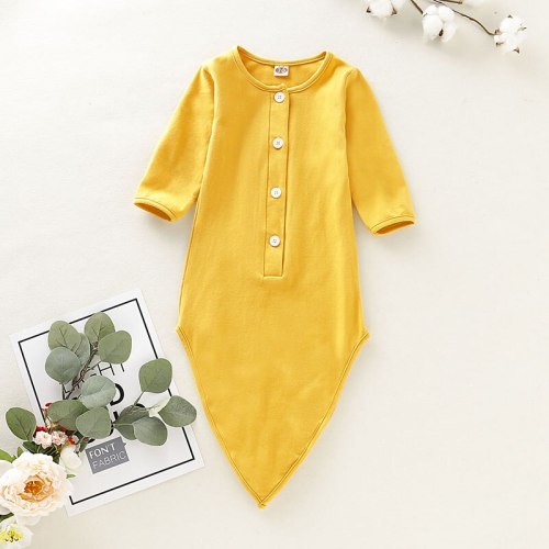 Newborn Infant  Solid Sleep Clothes Sleeping Bag Sleepwear Long Sleeve Solid Cotton Jumpsuit