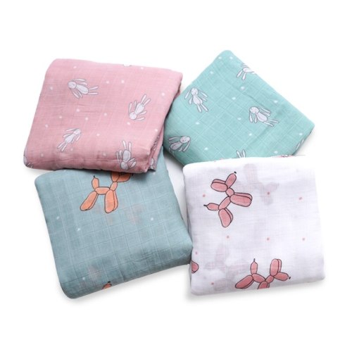 Muslinlife Baby Swaddle Wrap Soft Bamboo Cotton Blanket For Baby Stroller Use Cute Bunny Unicorn Whale Baby Blanket 120*120cm
