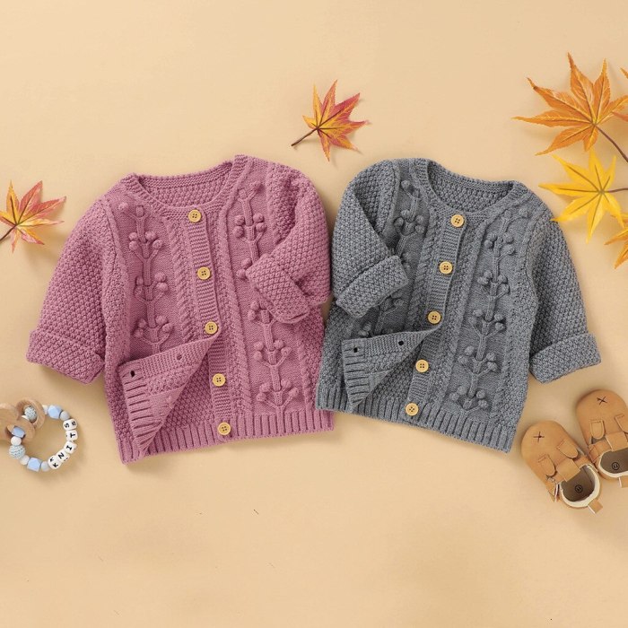 Autumn Newborn Infant Baby Winter Jacket Warm Button Coat Knit Outwear Sweater