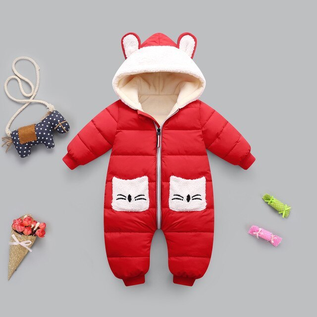 Newborn Winter Snowsuit Baby  Thick Cotton Warm  Cute Hooded Romper