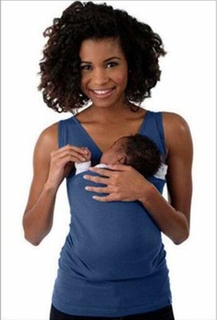 Mommy Babysitting T-shirt Sleeveless Solid Parenting Baby Carrier Mother Kangaroo T Shirt