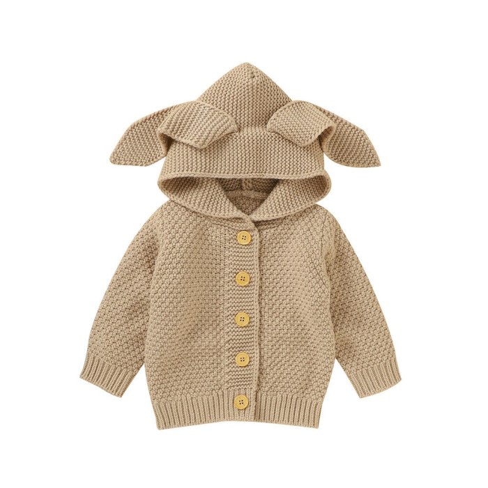 Newborn Infant Baby Girl Boy Winter Jacket Warm Coat Knit Outwear Hooded Sweater