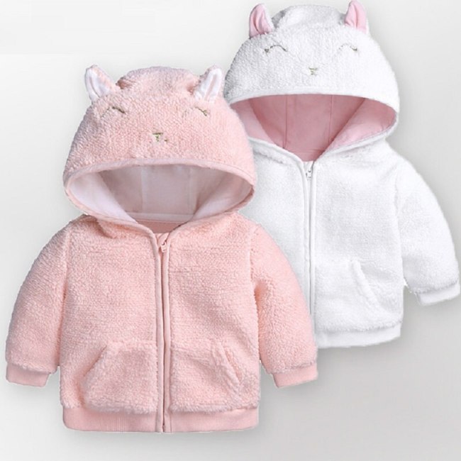 Baby Girls boys Jackets Winter autumn Outwear Lamb velvet Garment Lovely 3D Hooded Coat