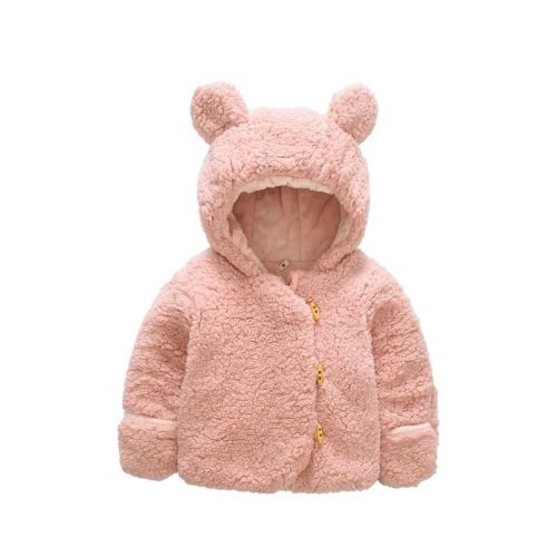 Boys Girls Autumn Winter Plus Velvet Coat Baby Soft Thicken Hooded Warm Jacket Kids Fur Comfortable Cartoon Bear Top 0-24M