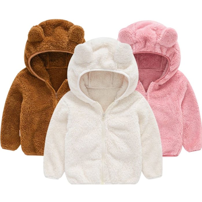 Cute Baby Fleece Children's Hoodie Jacket Baby Ear Coat