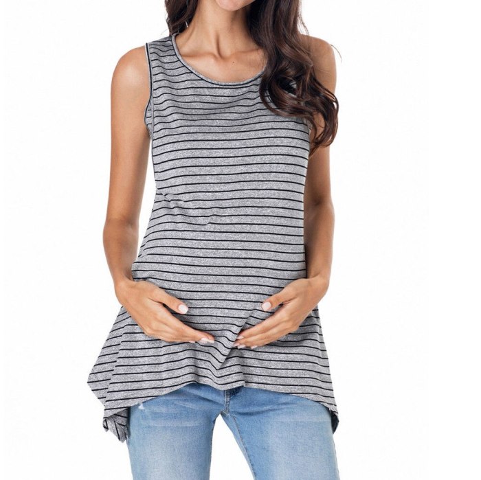 Fashion Summer Maternity Clothes For Pregnant Women Pregnant Stripe Maternity Clothes Nursing Breastfeeding Vest Top Blouse