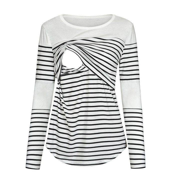Pregnancy Maternity Clothes Women Maternity Long Sleeve Striped Nursing Tops T-shirt For Breastfeeding Tops for pregnant women