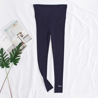 Maternity Pants With Belt Embroidery Knit Cotton high waist Leggings