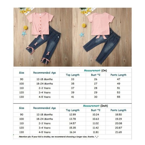 Toddler Girl Clothes Kid Child Baby Short Sleeve O-Neck T-Shirt +Denim Pants Outfit 2Pcs Set Costume Clothing 1-5Y