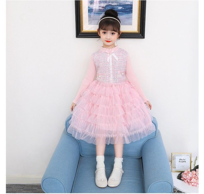 Toddler Girl Winter Clothes Baby Christmas Dress Kids Clothing Knitting Dress For Girls Pink Lolita Dress Girls Designer Clothes
