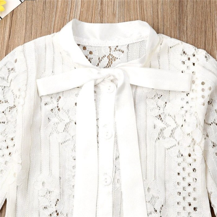 Toddler Girl Clothes Infant Kid Child Baby Autumn Long Sleeve Lace Bowknot Tie Shirt+Skirt Outfit 2Pcs Set Costume Clothing