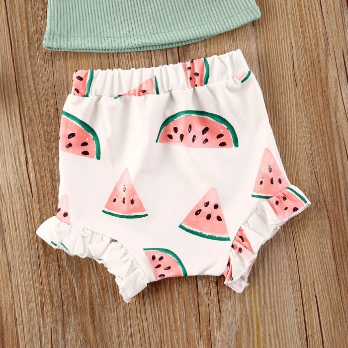 Summer  0-24M Toddler Infant Baby Girl Clothes Set Watermelon Sleeveless Crop Top Shorts Headband 3PCs Outfits Clothing