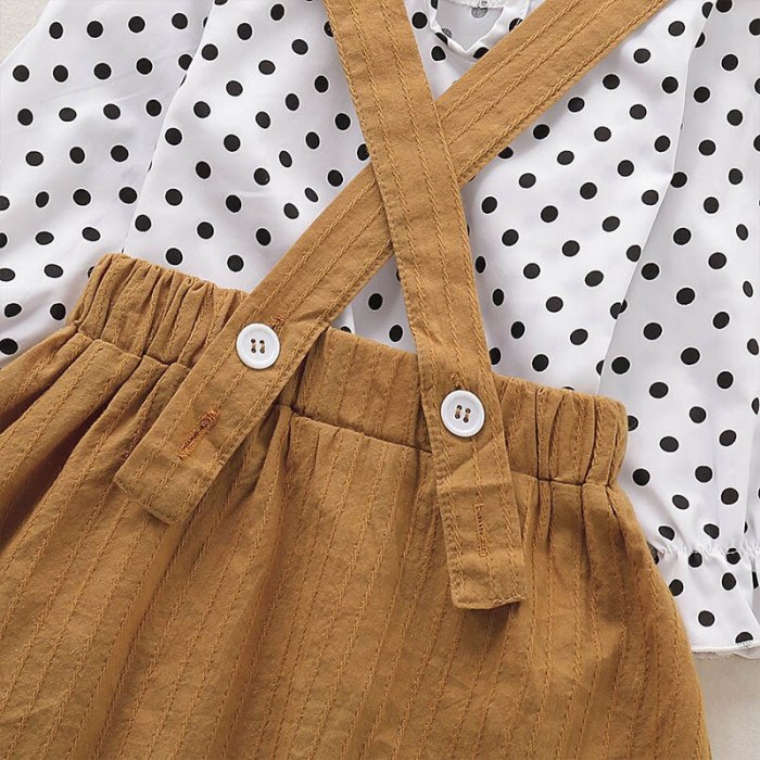 Baby Girl Clothes Set Dress Autumn Toddler Kids Polka Long Sleeve Suspender skirt+Headbandop+ 3pcs Suit 1-4T Children Clothing