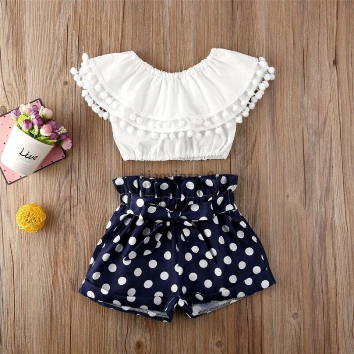 Summer 2PCS Toddler Baby Girls Clothes Sleeveless Top Dot Short Outfit Clothing Costume