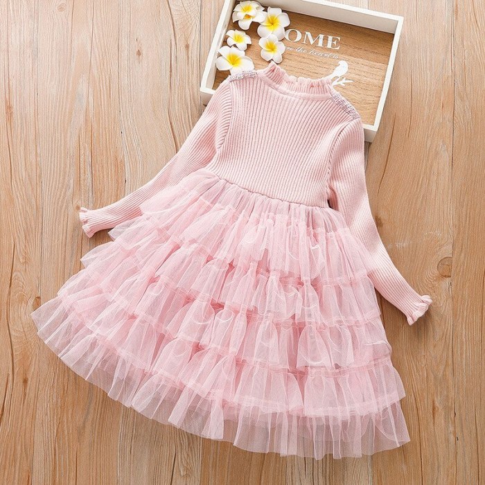 Toddler Girl Winter Clothes Baby Christmas Dress Kids Clothing Knitting Dress For Girls Pink Lolita Dress Girls Designer Clothes