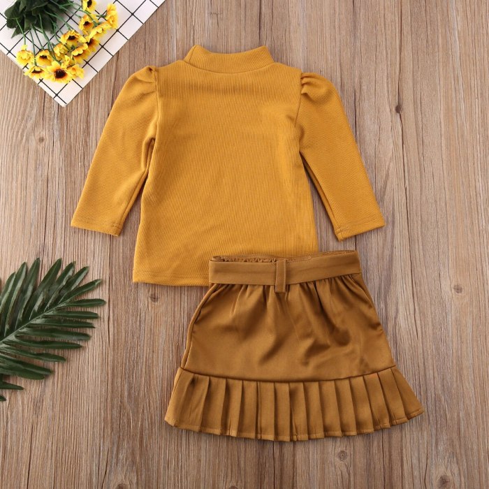 Auutmn Winter Warm Toddler Baby Girls Fashion Suit Ruffle Tops T-shirt+Tutu Skirt Bow-knot Cotton Outfits Set Clothes 1-6T