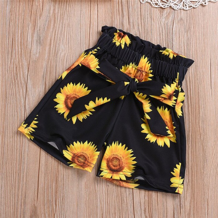 Toddler Baby Kid Child Girl Summer Clothes Cotton Sleeveless Button Crop Tops Floral Shorts Set 2Pcs Outfit Costume Clothing