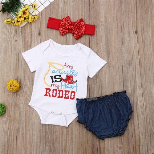 July 4th Newborn Infant Toddler Baby Girl Clothes Short Sleeve Tops Shorts Headband Set 3Pcs Outfit Clothes Costume Clothing