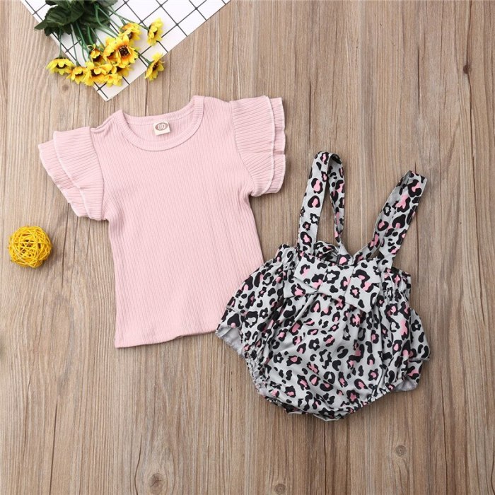Cute Newborn Infant Toddler Baby Girl Summer Clothes Ruffle Short Sleeve O-Neck Top Bib Shorts Set 2Pcs Outfit Costume Clothing