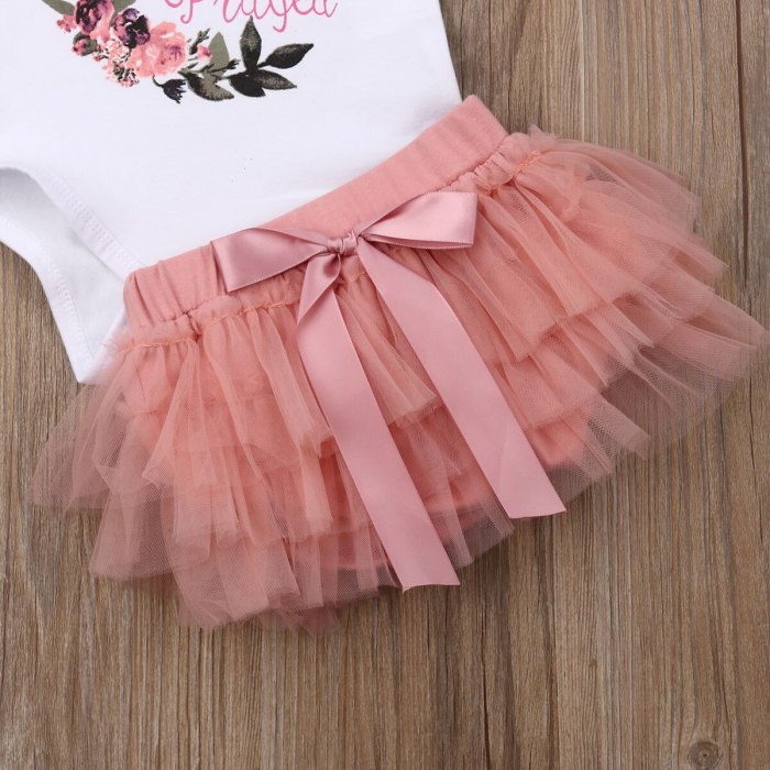 Newborn Baby Girls Flower Tops Romper Tutu Skirt Outfits Set Clothes