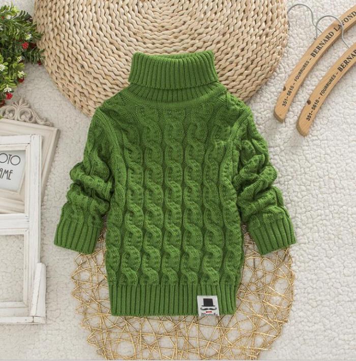 Boys girl warm jacket kid thick Knitted bottoming turtleneck sweater
