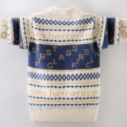 Winter Baby warm sweaters kids full sleeve pullovers fleece inside Mink down knitted  tops