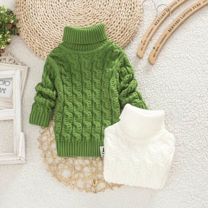 Boys girl warm jacket kid thick Knitted bottoming turtleneck sweater