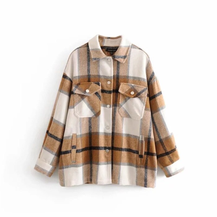Vintage Jacket Women Plaid Pockets Oversized Long Coats Casual Lapel Collar Long Sleeve Loose Winter Warm Outerwear Chic Tops