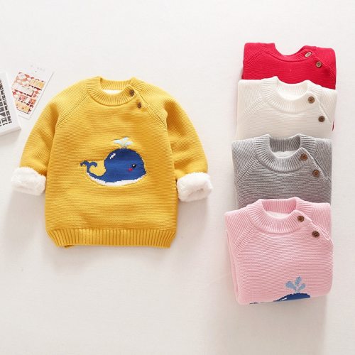 Winter Sweaters Clothes Kids Boys Warm Sweater Coats Child Cartoon Whale Tops Wool Pullovers