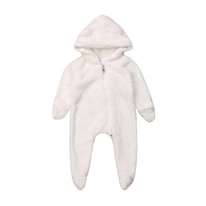 Cute Hot Style Newborn Baby Girl Boy Fuzzy Clothes Hooded Jumpsuit