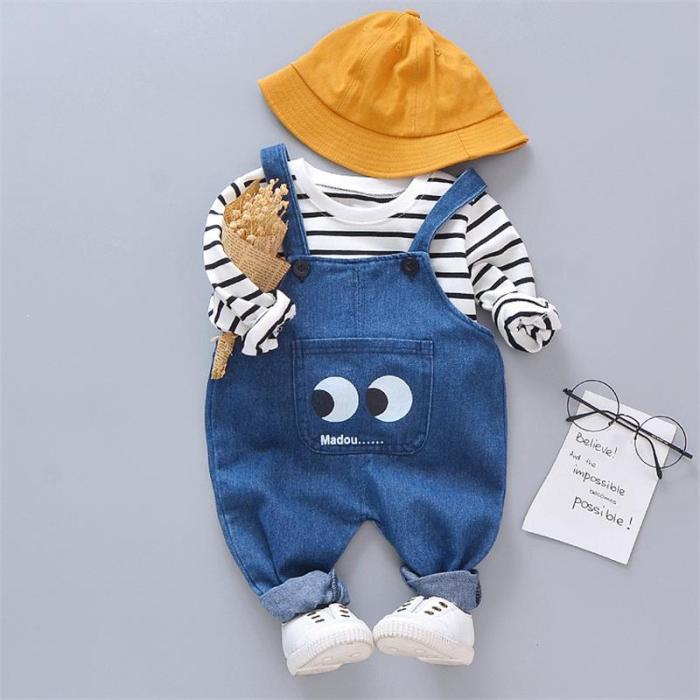 2020 Baby Girls Boy Clothes Suit Kids Baby Casual Long Sleeve T-Shirt+Denim Overalls Newborn Clothes Set Toddler Clothing