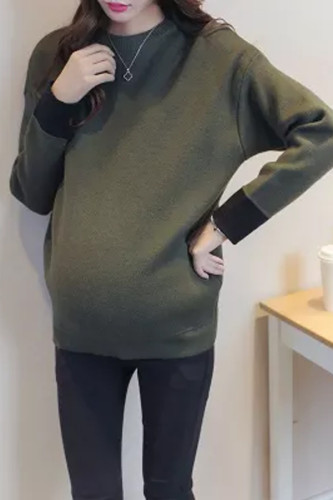 Warm Leisure Knitting Maternity Sweater Maternity Clothing 2Colors Long Sleeve Pregnant Women Casual Maternity Sweater Pullover