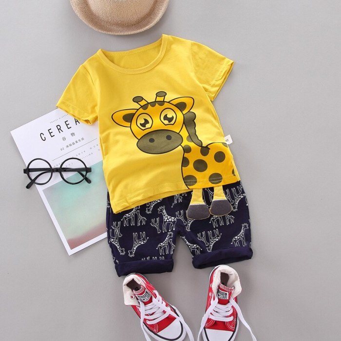 Fashion Boys Clothing Sets Summer Baby Boys Girls Clothes Cartoon T-shirt+Pants Outfit Newborn Baby Clothes For Baby Boys Suit
