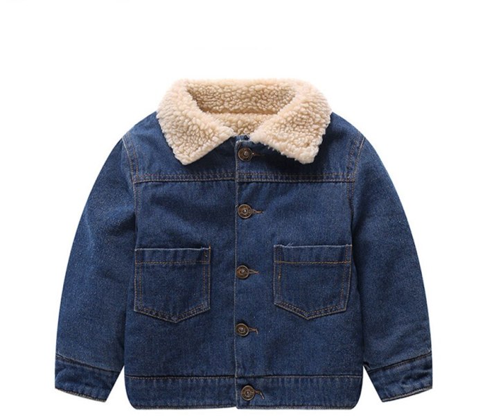 Toddle Winter Jackets  Fashion Kids Fleece Turn-down Collar Denim Outerwear