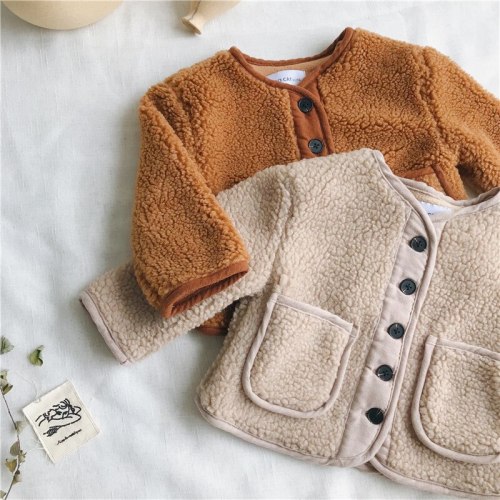 Autumn WAutumn Winter New Arrival Korean Version pure color woolen warm fashion thickened coat for cute sweet babies