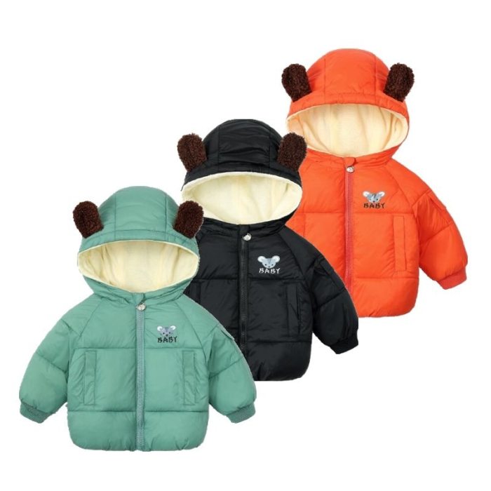 Winter Wind Proof Kids Outwear Candy Colors Cute Hooded Warm Jackets