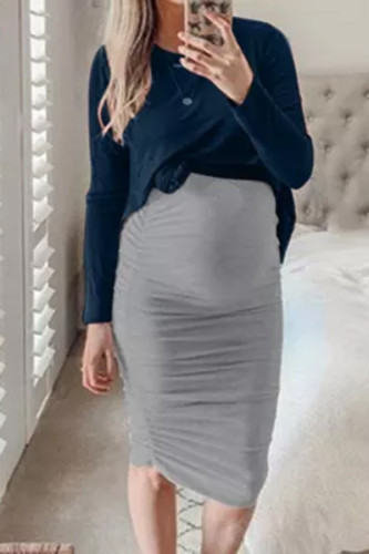 Maternity Clothes Autumn Pregnant Women Dress Casual Sexy O Neck Long  Sleeve Solid A-line Dresses