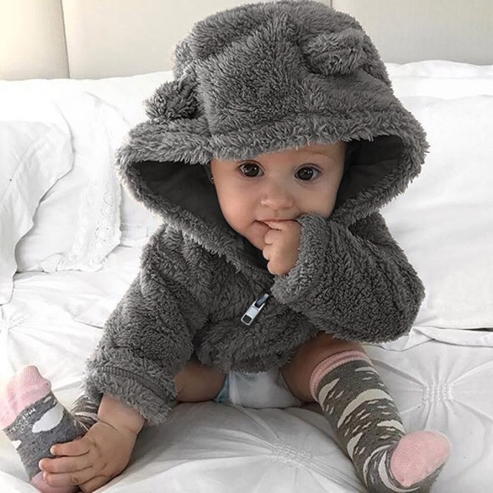 Cute Newborn Toddler Baby Boys Girls Fur Hooded Autumn winter Warm Coat Jacket Thick Clothes Outerwear
